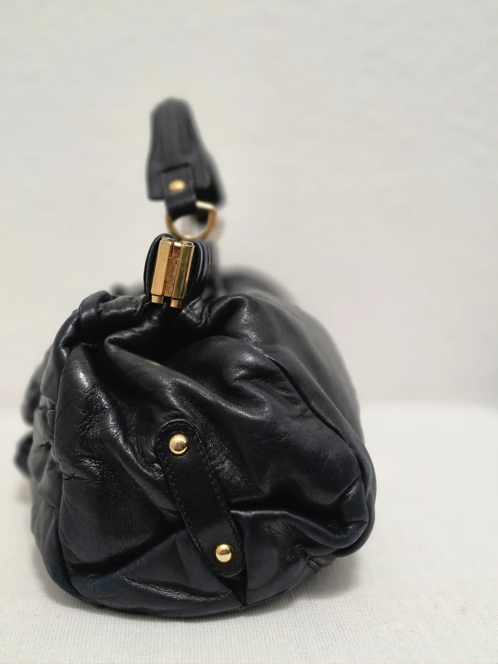 ​Valentino Black Leather Rose Applique Statement Bag with Additional Strap